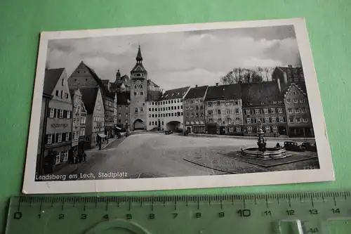 tolle alte Karte -  Landsberg am Lech - Stadtplatz - als Feldpost gelaufen -1940