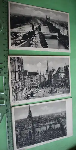 drei tolle alte Karten - München - altes und neues Rathaus, Blick auf Isar 20-30