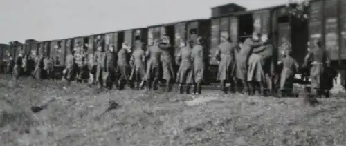 drei tolle alte Fotos - Soldaten Waggons - Heim nach Berlin  - sexy Bemalung