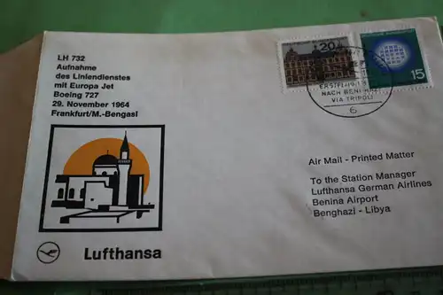 toller alter Umschlag -Lufthansa - Aufnahme Linienflug Frankfurt - Bengasi 1964