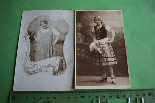 zwei tolle alte Fotos - Portrait einer hübschen Frau in Tracht  1926 und 27