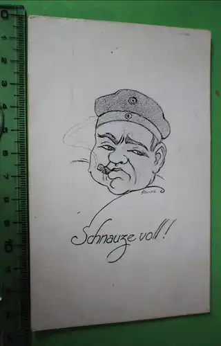 tolle alte Karte - Schnauze voll ! Soldat mit Zigarre - sign. Stanke 