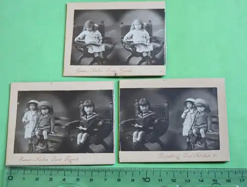 drei tolle alte Pappfotos - kleine Kinder - Serien-Atelier Franck - Düsseldorf 