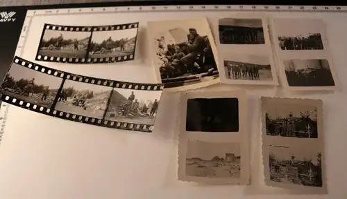 14 kleine Fotos - Soldaten - schw. MG und MG schiessen und andere 