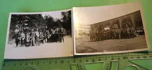 zwei tolle alte Fotos - Gruppenfotos - Fuhrunternehmen ?? Lederjacken 