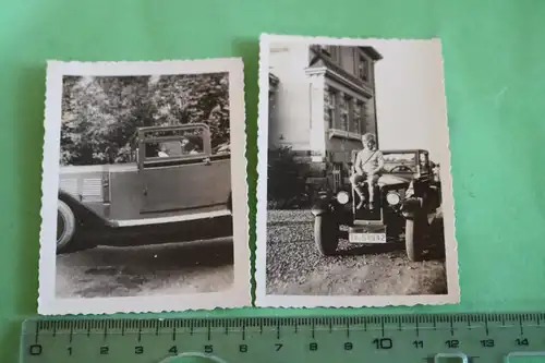 zwei tolle alte Fotos - Oldtimer DKW mit Wimpel - Erfurt 1932 