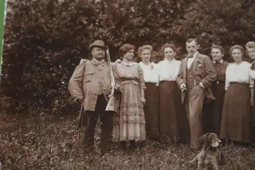 zwei tolle alte Fotos - Jagd-Gesellschaft - Jäger - Gewehre 1900-1920 ??