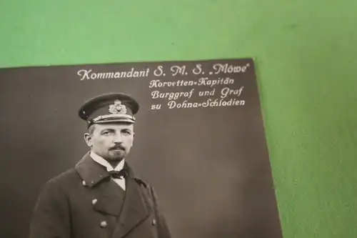 tolle alte Fotokarte - Kommandant SMS Möwe - Graf zu Dohna-Schlodien