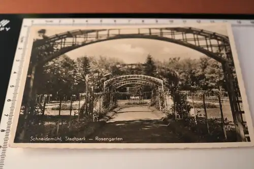 tolle alte Karte -  Schneidemühl - Stadtpark - Rosengarten  1938