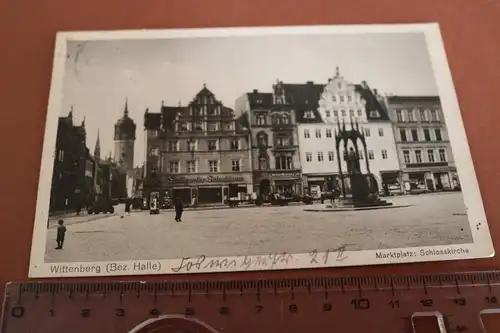 tolle alte Karte -  Marktplatz Schlosskirche - Wittenberg Bez.  Halle - 1932