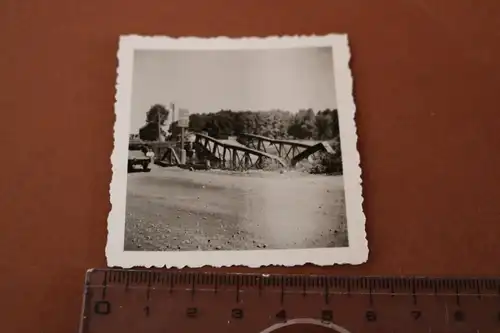 tolles altes Foto - Behelfsbrücke Schild erbaut 2. Komp. Dortmunder Brücken Bau