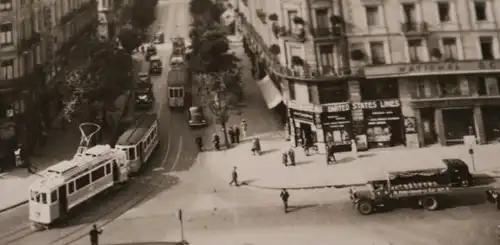 zwei tolle alte Souvenierfotos mit Strassenbahn - Ort ??