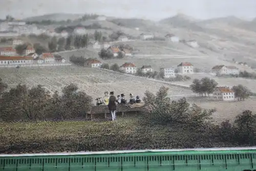 toller alter farbiger Druck ?? Stadt Landschaftsansicht - Goldrand oben ??