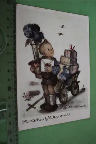 tolle alte Karte - Hummel - Glückwunschkarte - 50er Jahre 