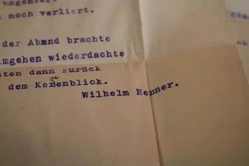 vier alte Blätter mit Versen - Heumaden, Steinbach, Sommerfest 1921 Wilh. Henner