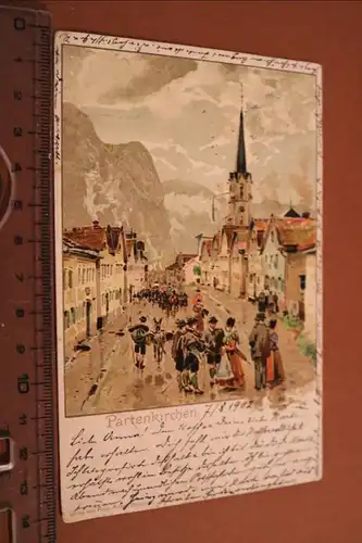 tolle alte Karte  Künstlerkarte - Partenkirchen  1902 