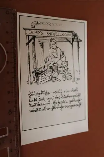 tolle alte Karte - Soldaten Karikatur - Sepp´s Schnellküche