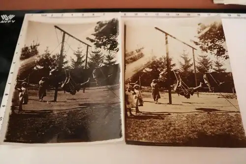 zwei tolle alte Fotos - Kinder am Schaukeln - Schaukel - 1916