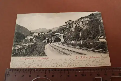 tolle alte Karte -  St. Anton - Tunnelmundloch u. Lottdenkmal   1904