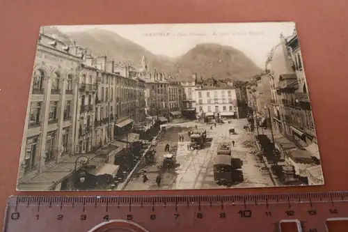 tolle alte Karte -  Grenoble Place Grenette  1913