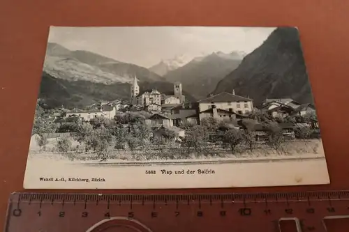 tolle alte Karte - Stadtansicht -   Visp und der Balfrin  - 1900-1910 ???