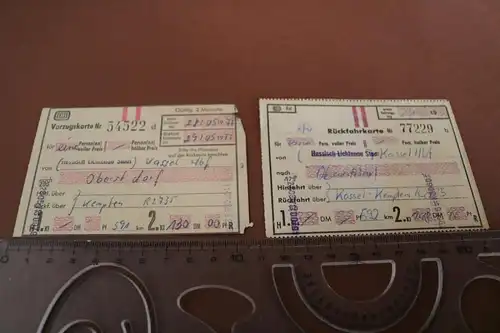 zwei  tolle alte Fahrscheine - Vorzugskarte und Rückfahrkarte- 1977
