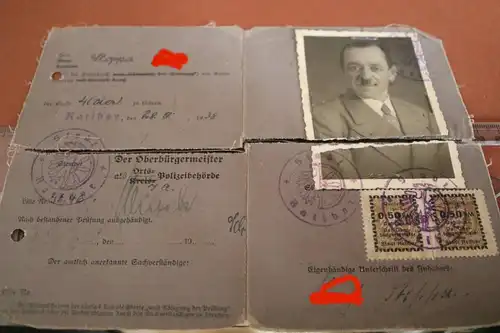 toller alter Führerschein Zweitausfertigung - 1938 aus Ratibor  Schlesien