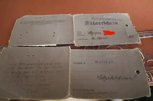 toller alter Führerschein Zweitausfertigung - 1938 aus Ratibor  Schlesien