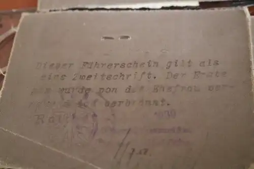 toller alter Führerschein Zweitausfertigung - 1938 aus Ratibor  Schlesien