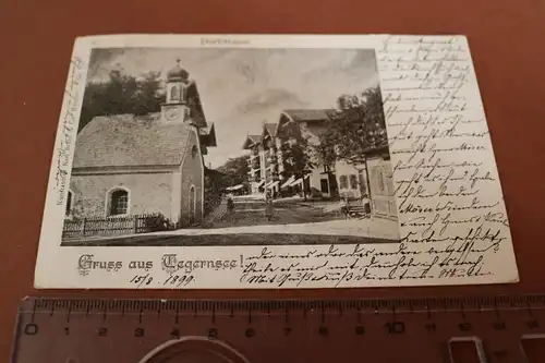 tolle alte Karte - Gruss aus Tegernsee - Dorfstrasse  1899 