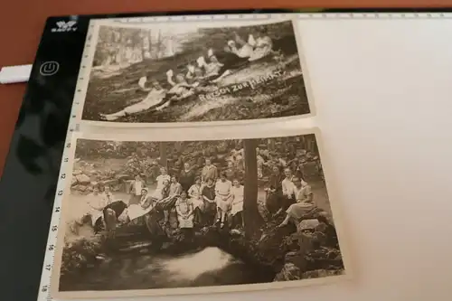 zwei tolle alte Fotos - Gruppe Frauen im Wald 1927