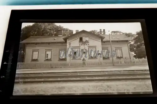 tolles altes Negativ - Bahnhof - Dönitz Kr. Pyritz - Pommern 30-40er Jahre