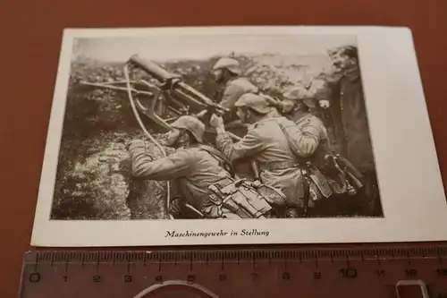 tolle alte Karte - Maschinengewehr in Stellung im Schützengraben