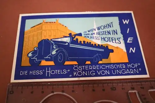 tolle alte Karte - Die Hess Hotels - Wien -  1939 