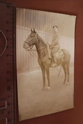 tolles altes Foto - Portrait Reiter - Soldat mit Pferd - 1916