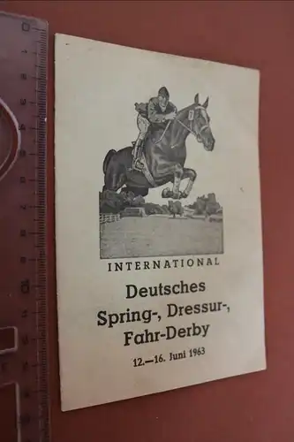 tolles altes Programmblatt - Intern. deutsches Derby Reitsport - 1963 - Hamburg