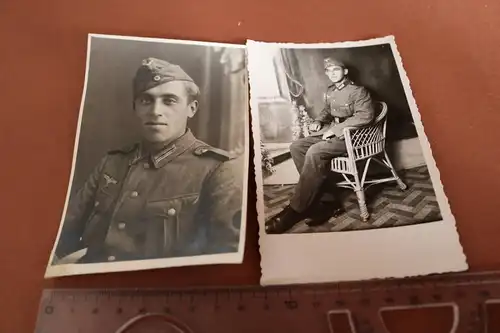 zwei tolle alte Fotos - Portrait zwei Soldaten