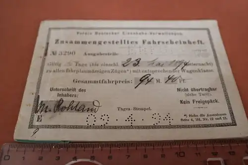 tolles altes Fahrscheinheft - Eisenbahn Verwaltung Erfurt - 1894 , Abschnitte