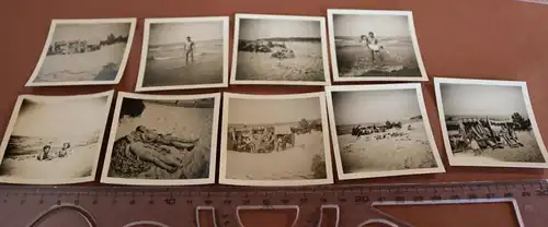 neun tolle alte Fotos - Personen am Strand, Bademode - 50-60er Jahre