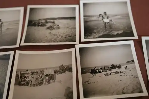 neun tolle alte Fotos - Personen am Strand, Bademode - 50-60er Jahre