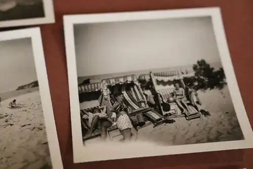 neun tolle alte Fotos - Personen am Strand, Bademode - 50-60er Jahre