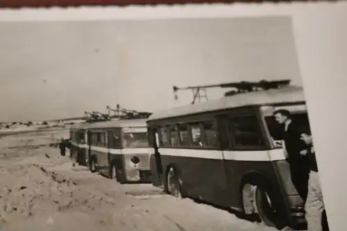 altes Foto - Leningrad ? Strand ? Geschütz  leere Busse als Schutz 1942 ?Russlan