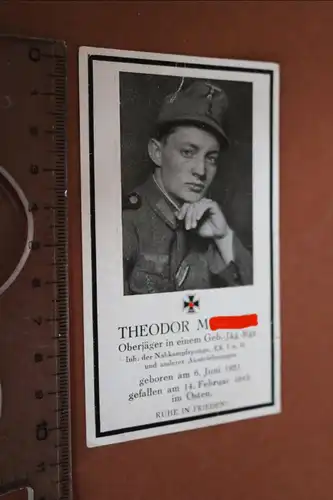 altes Sterbebildchen eines Gebirgsjägers Oberjäger EK I Nahkampfspange gef. 1945