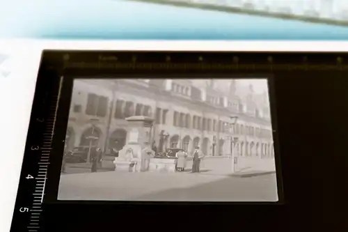 tolles altes Negativ - Strasse vor dem Rathaus Leipzig - 30-50er Jahre ?? 
