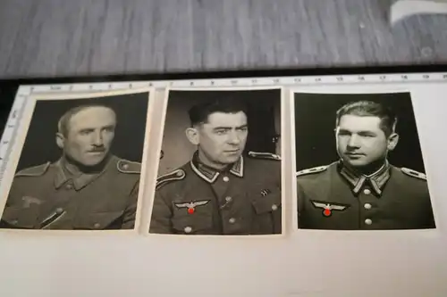 drei tolle alte Portraitfotos - Ausweisfotos ?  - Soldaten