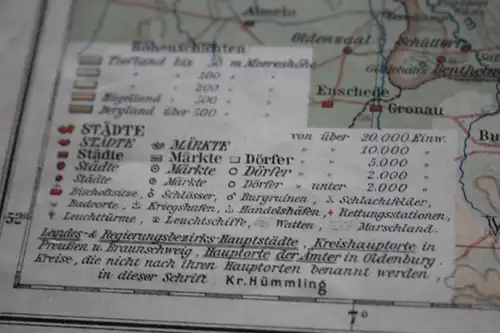 alte Landkarte - Hannover, Oldenburg, Braunschweig - und oldenburgische Fürstent