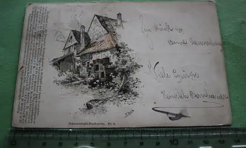 tolle alte Karte - Schwarzwald-Karte - Nr. 4  Wassermühle- 1898 Stempel Bern