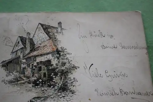 tolle alte Karte - Schwarzwald-Karte - Nr. 4  Wassermühle- 1898 Stempel Bern