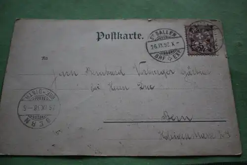 tolle alte Karte - Schwarzwald-Karte - Nr. 4  Wassermühle- 1898 Stempel Bern