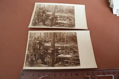zwei tolle alte Fotos - Soldaten Unterstand Villa Kathi im Wald 1916